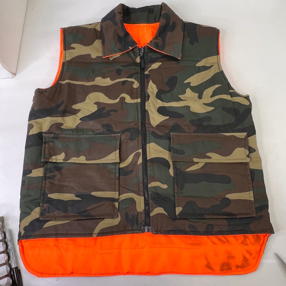 Northwest Territory Reversible Hunting Vest Mens Medium Camo Blaze Orange Zip